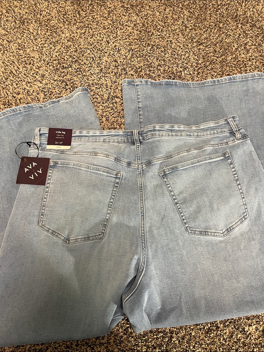 Ava & Viv Wide Leg High Rise Super Stretch Plus Size Blue Denim Jeans NEW - Picture 4 of 9